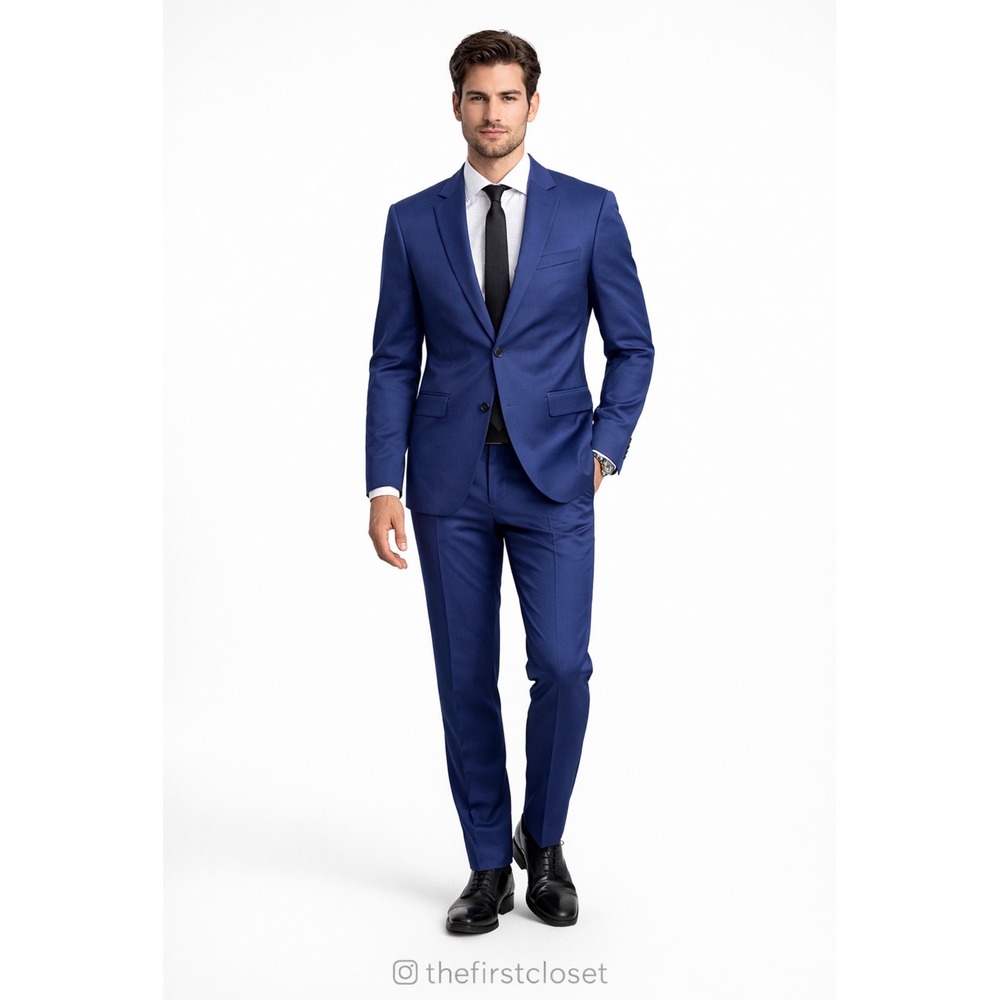 Zara Men Blue Suit Jacket Blazer Pants Set Formal Business Casual Size M
